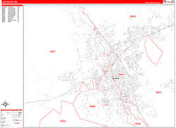 Las Cruces Wall Map Zip Code Red Line Style 2026